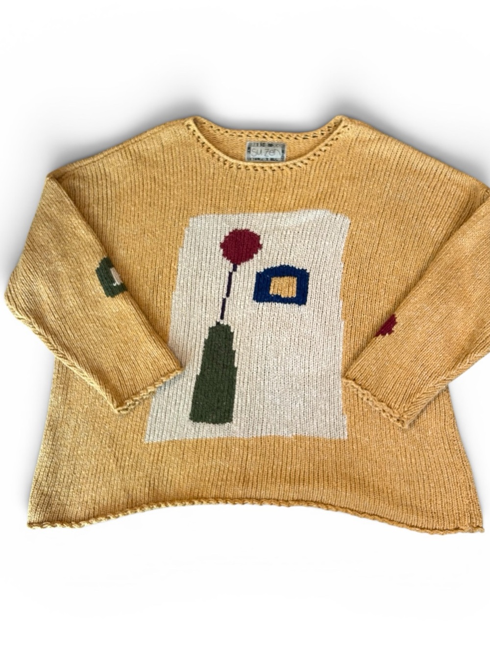 SU-ZEN Vintage Art Wear knit Sweater in Mustard XL